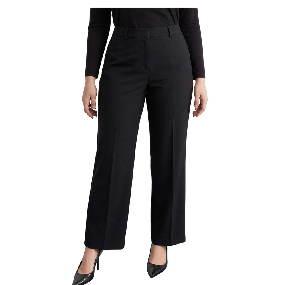 Ann Taylor Loft Wide Leg Pants Women 14 Black Excellent Career Trouser Dressy - Picture 1 of 14